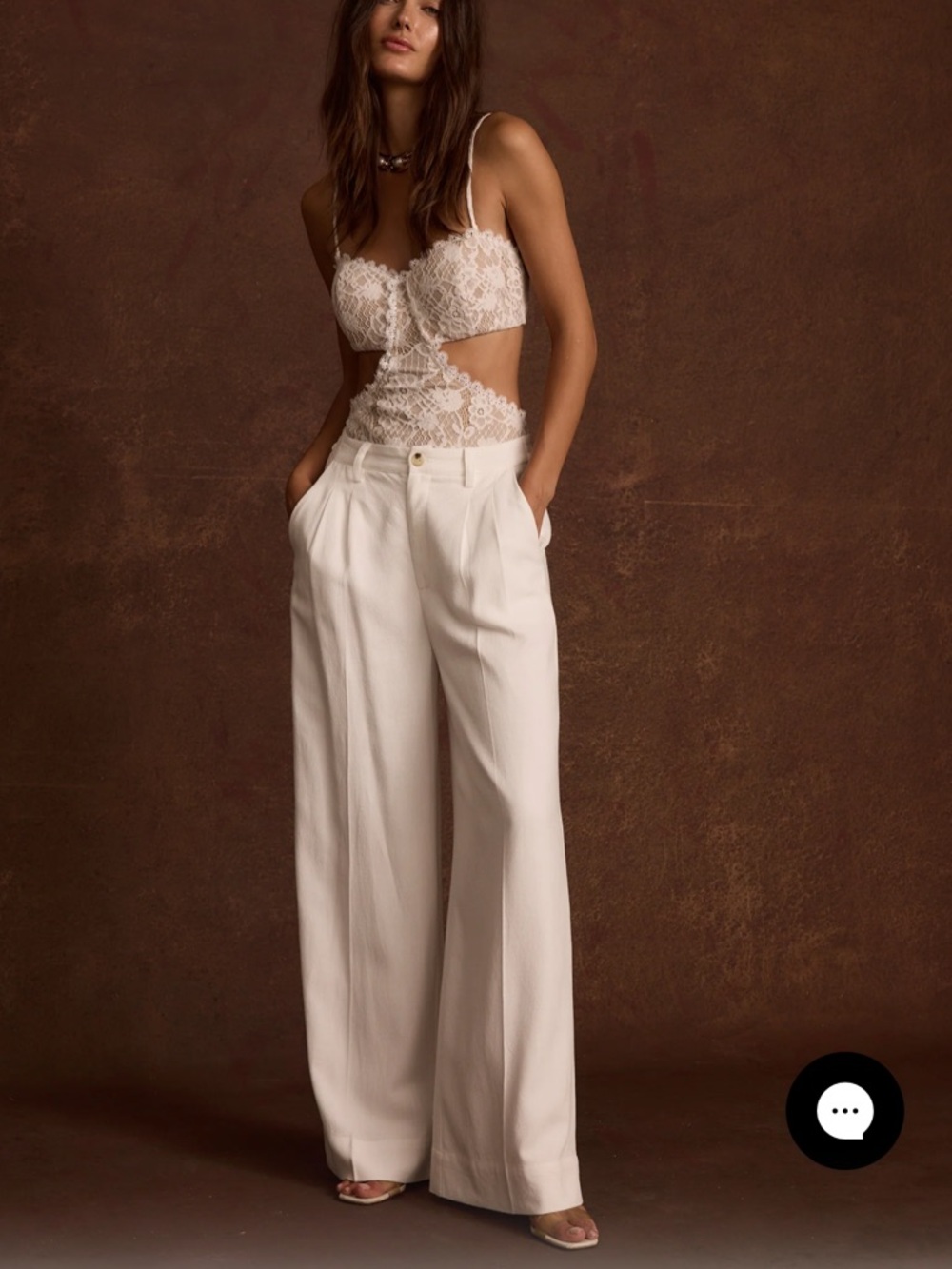 12th Tribe White Lace Cutout Bodysuit - Picture 2 of 4
